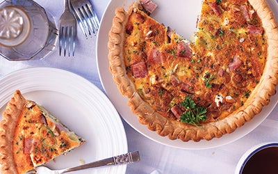 Ham, Leek, and Goat Cheese Quiche