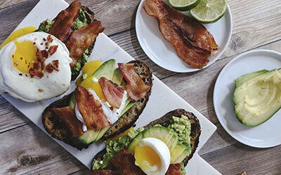 Avocado Toast with Farmer John All-Natural Bacon & Eggs