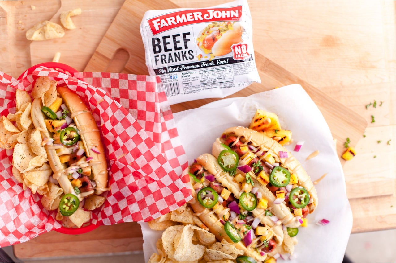 Hawaiian Hot Dogs with Grilled Pineapple And Teriyaki Mayo | Farmer John