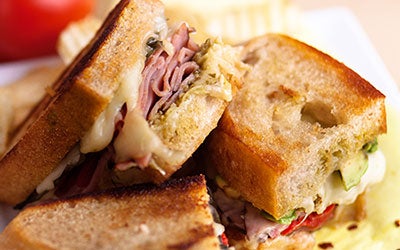 Grilled Pesto & Ham Sandwich