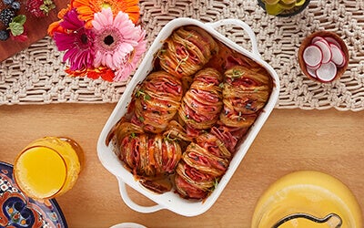 Ham Hasselback Potatoes