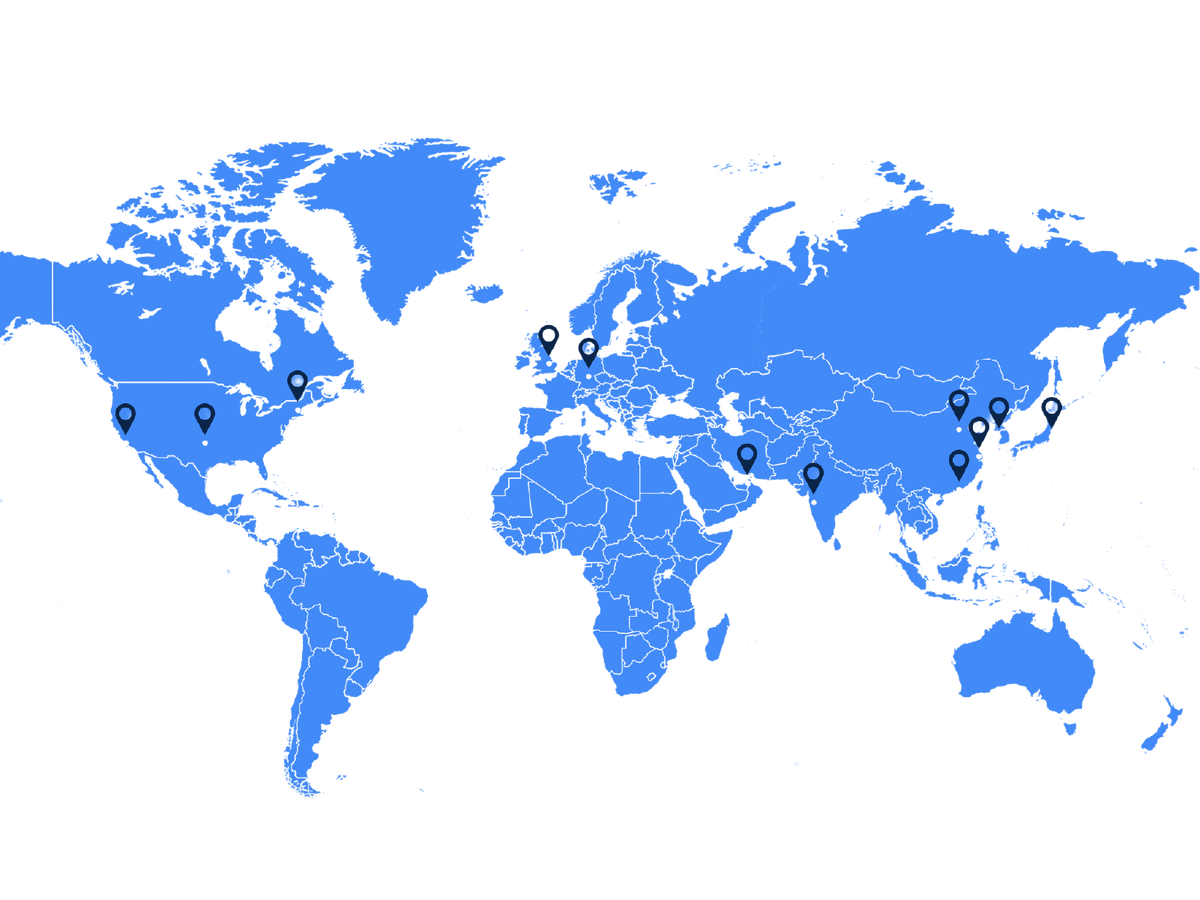 Third Bridge office locations on a world map