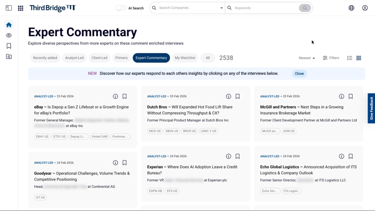 Screen grab of Expert Commentary in the Third Bridge Library