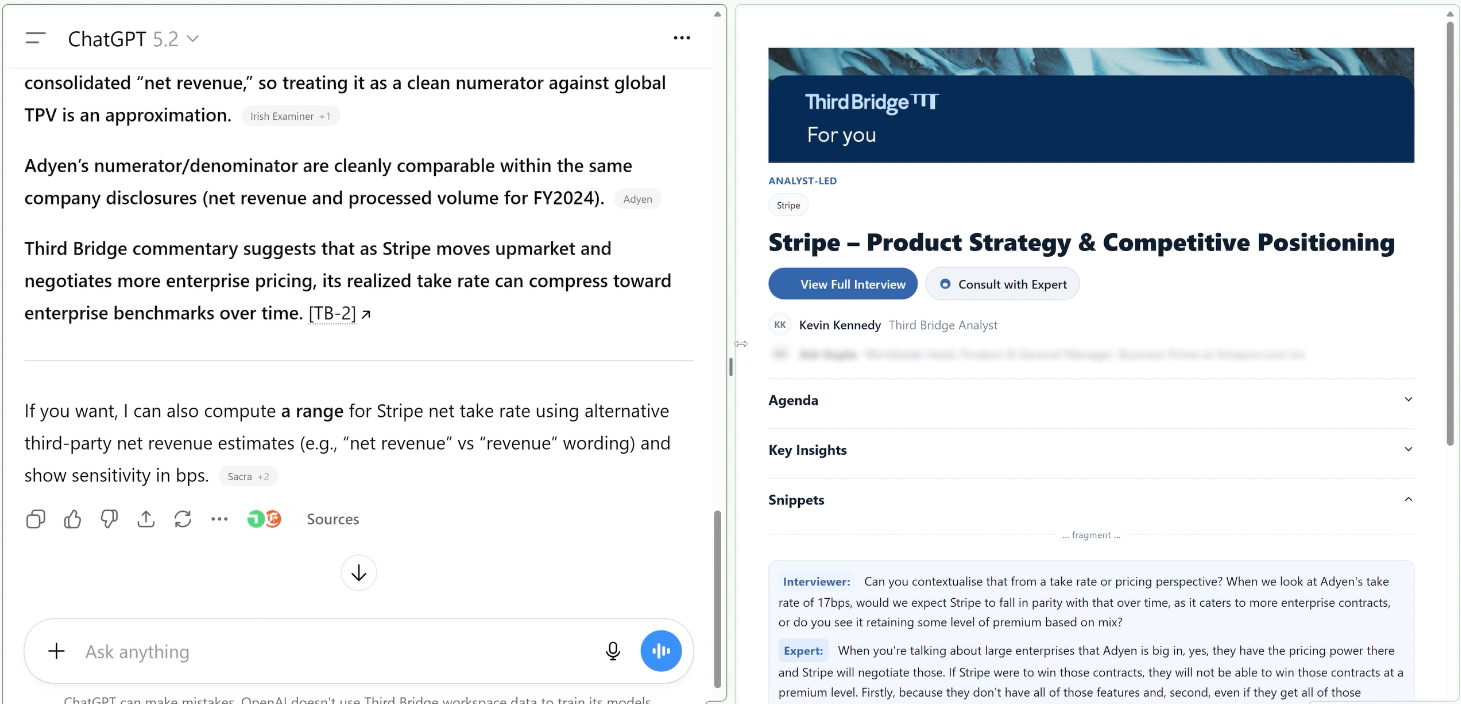 Screen shot of Third Bridge on ChatGPT
