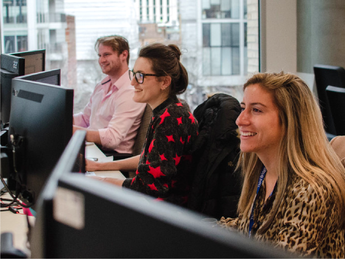 Three employees at work