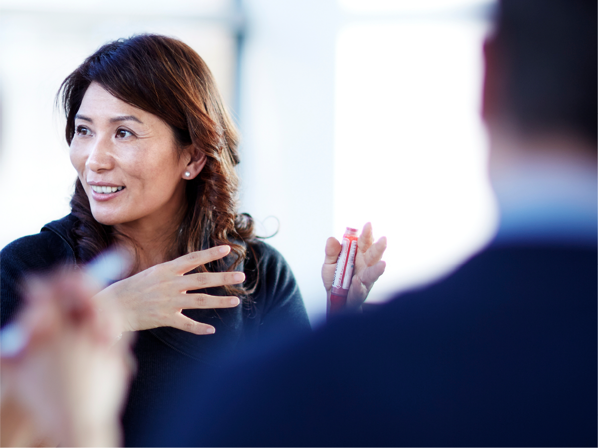 Woman in conversation