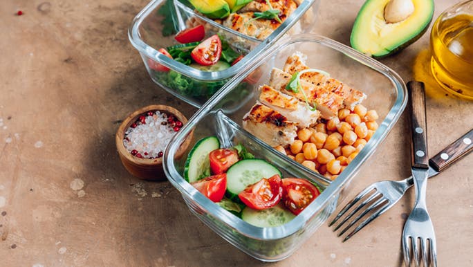 Healthy lunch boxes packed with foods for better skin. 