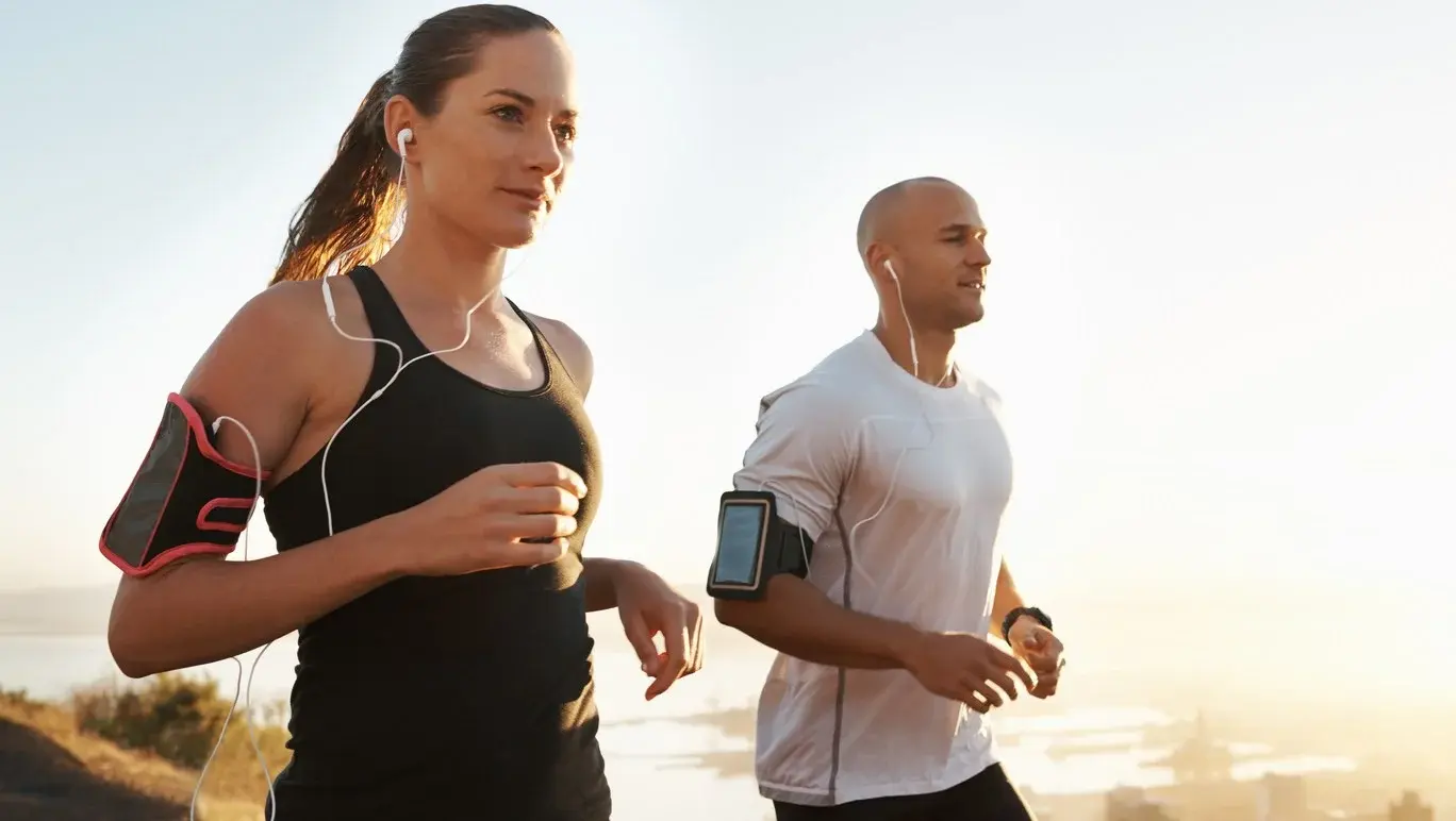 Young couple exercising outdoors