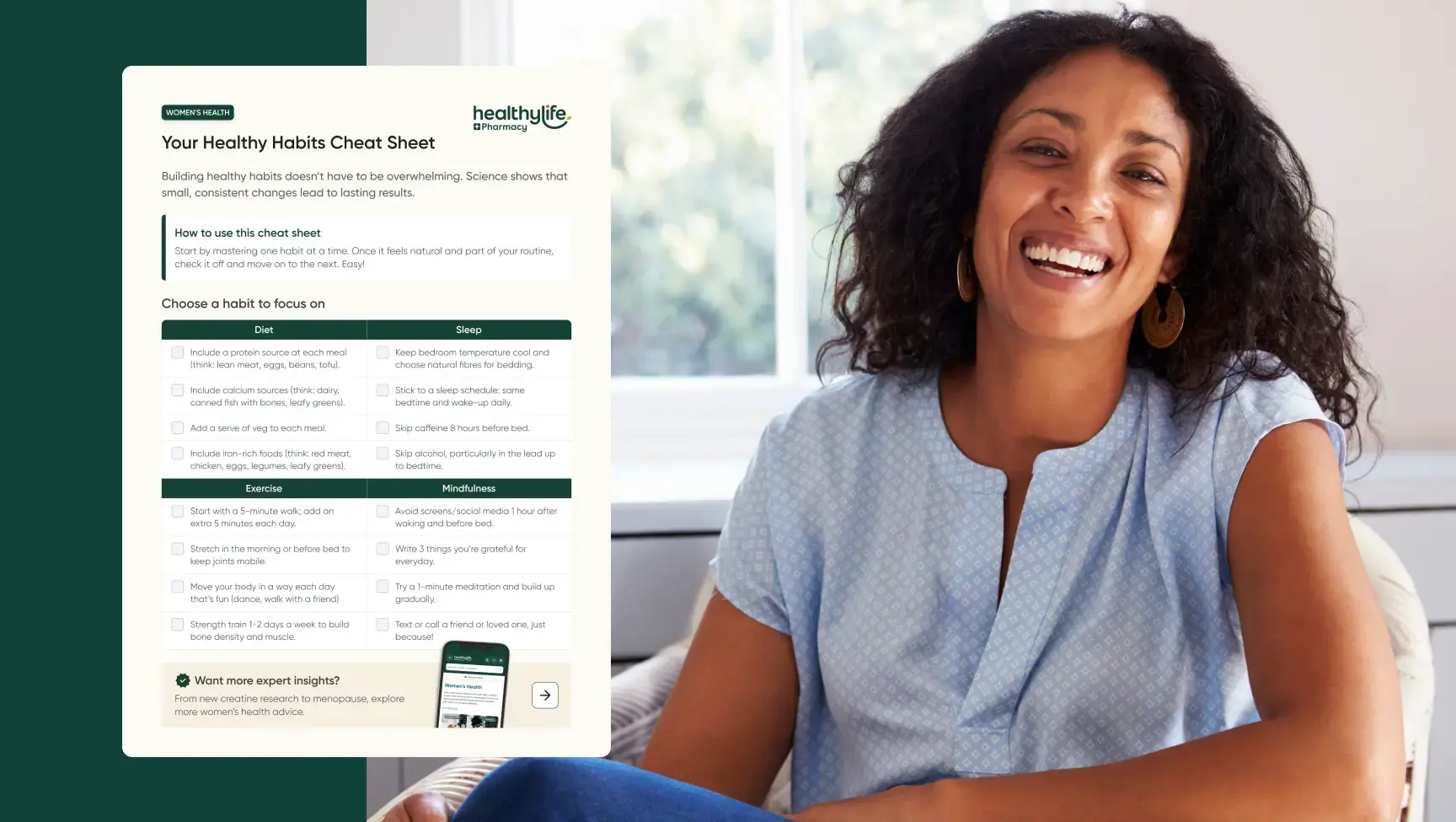 Women's health: Habit cheat sheet