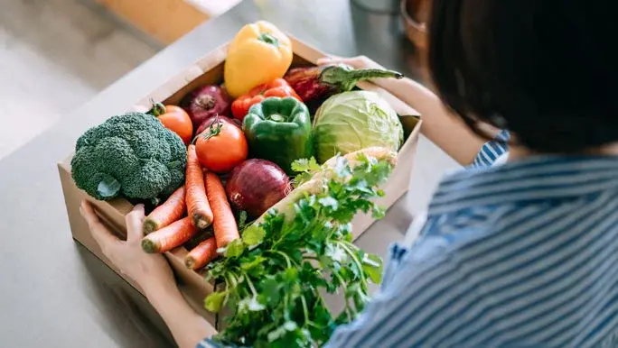 Delivery box of fresh vegetables