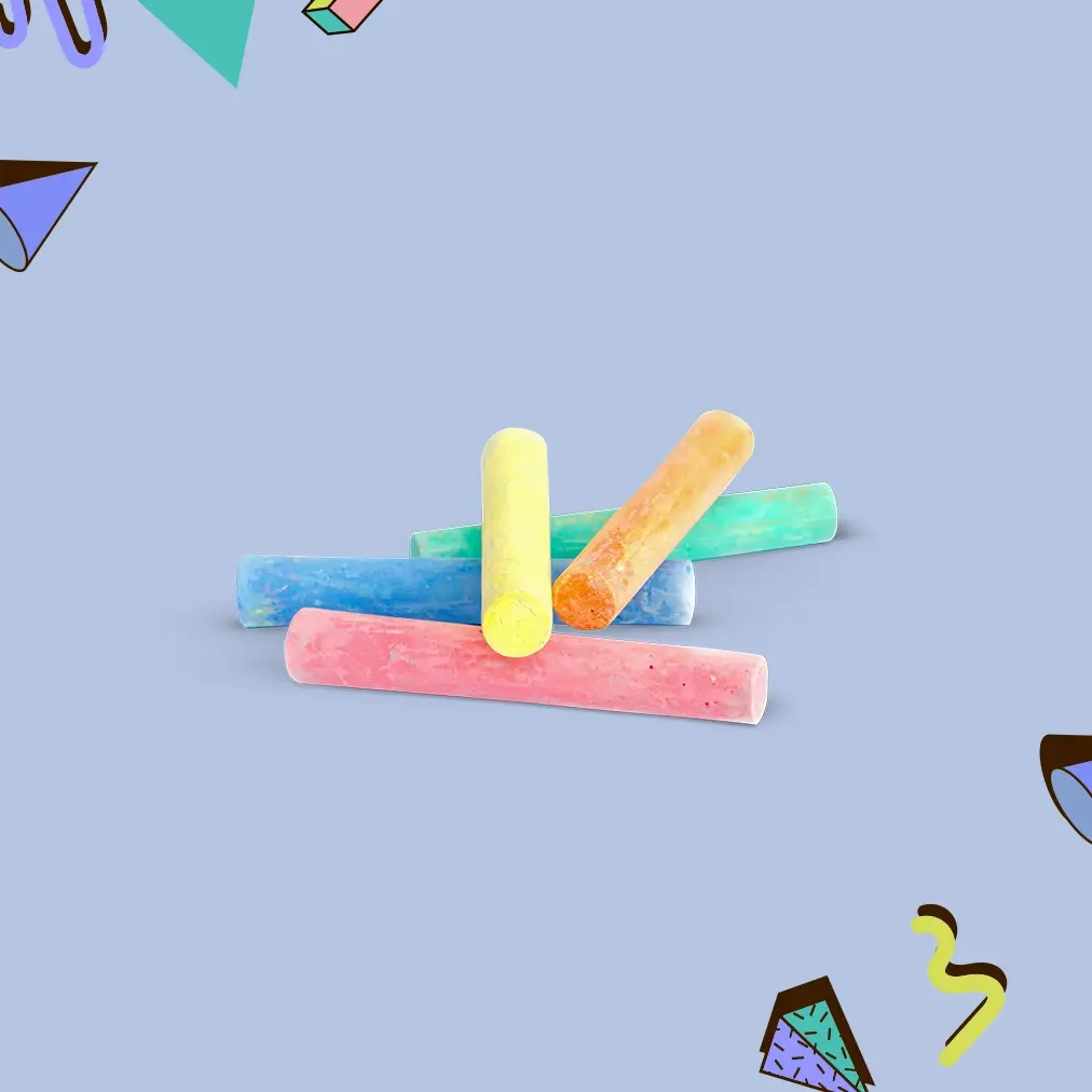 Different coloured chalk on a graphic background