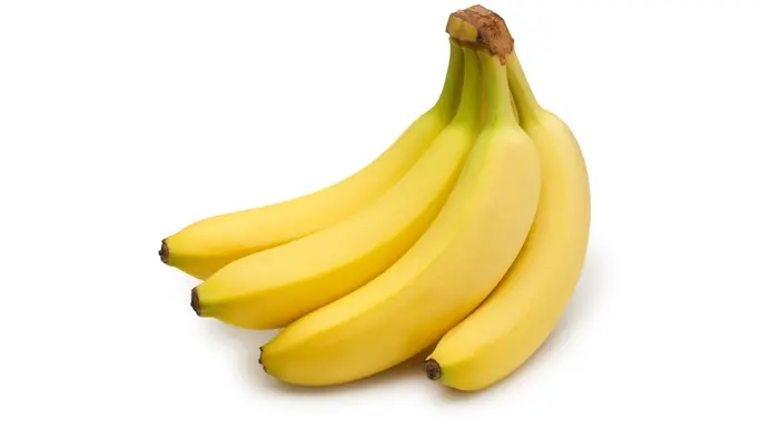 Four bananas in a bunch