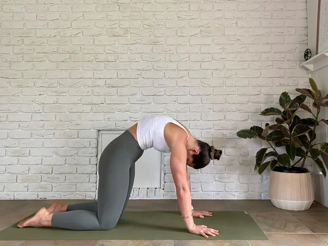 28 by Sam Wood Yoga Trainer Zoe Klein in cat pose