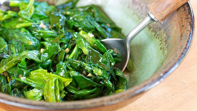 A bowl of sauteed spinach may be helpful for vegetarians who do not get enough iron.