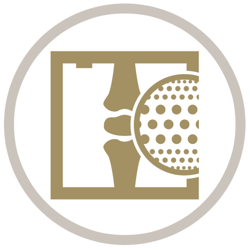 Gold circle icon showing a Bone Densitometry graphic
