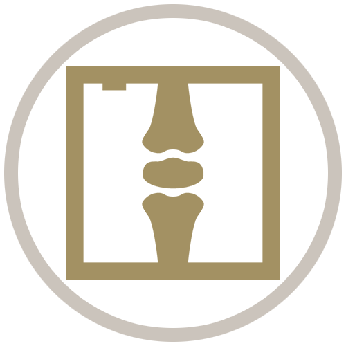 Gold circle icon showing a Radiography graphic