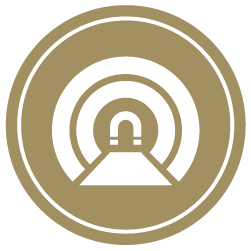 Gold circle with an MRI icon in the middle.