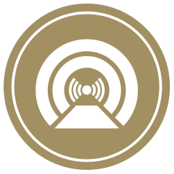 Gold circle with a CT icon in the middle.