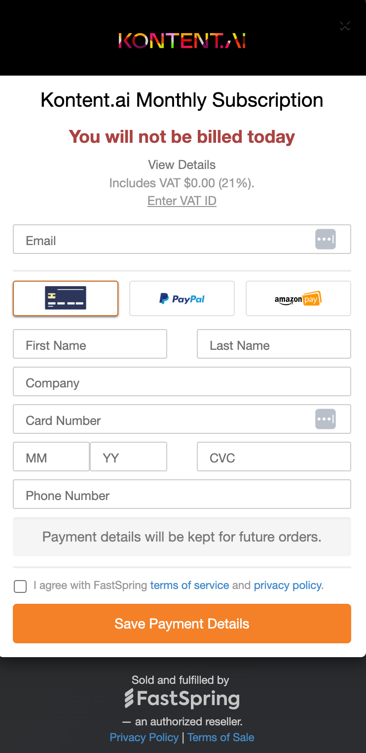 Updating payment details