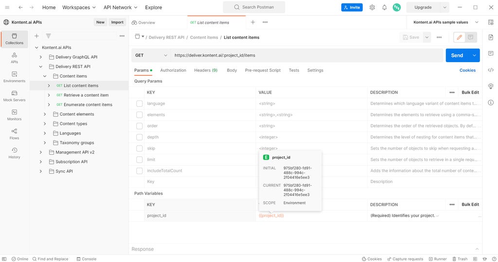 Postman collection | Kontent.ai Learn
