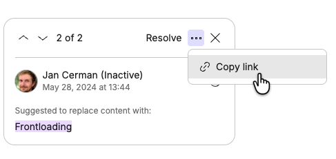 Copy a link to a comment