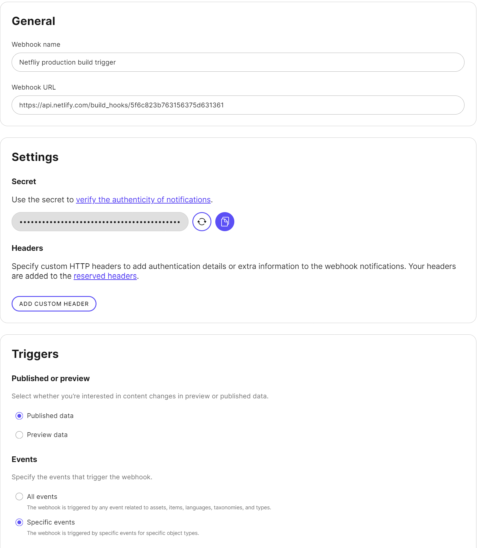 Webhook configuration