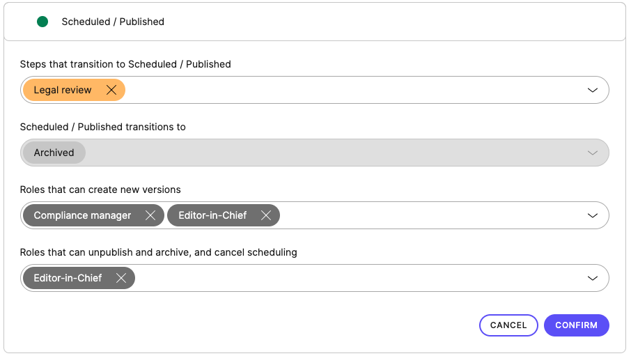 Where to set up limitations for creating and archiving content