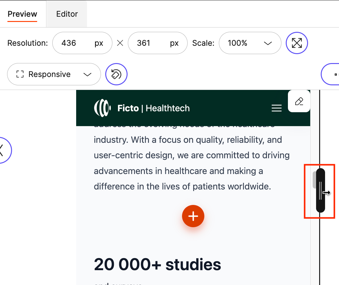 Multiresolution Web Spotlight - the preview resize handle