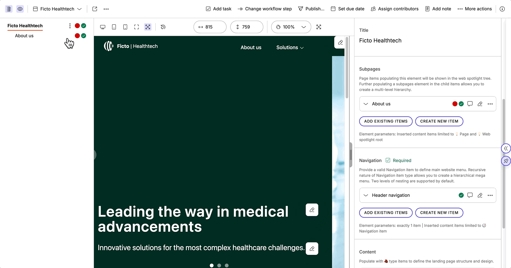 Demonstration of finding a list of multiple websites as spaces in a dropdown menu via live preview