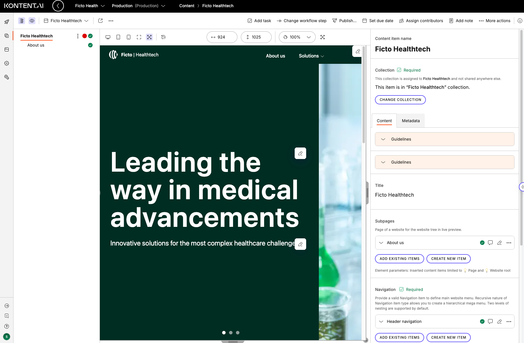 Live preview in content item editing