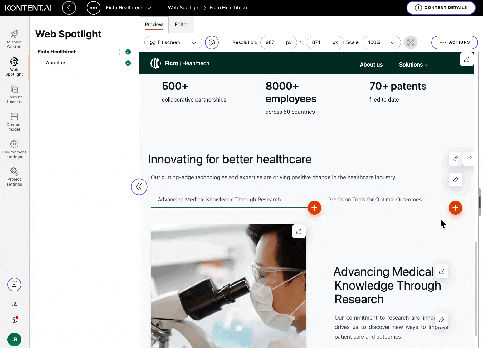 Adding a linked item by using the Add button in Web Spotlight.