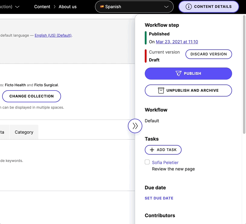 An animation showing a popover dialog of a task showing details, assignee, and date with a cursor placed on the delete button.