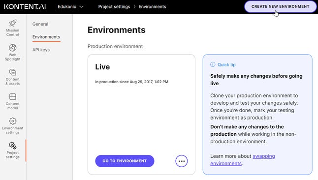 Environment Id Format Set up an environment | Kontent.ai Learn
