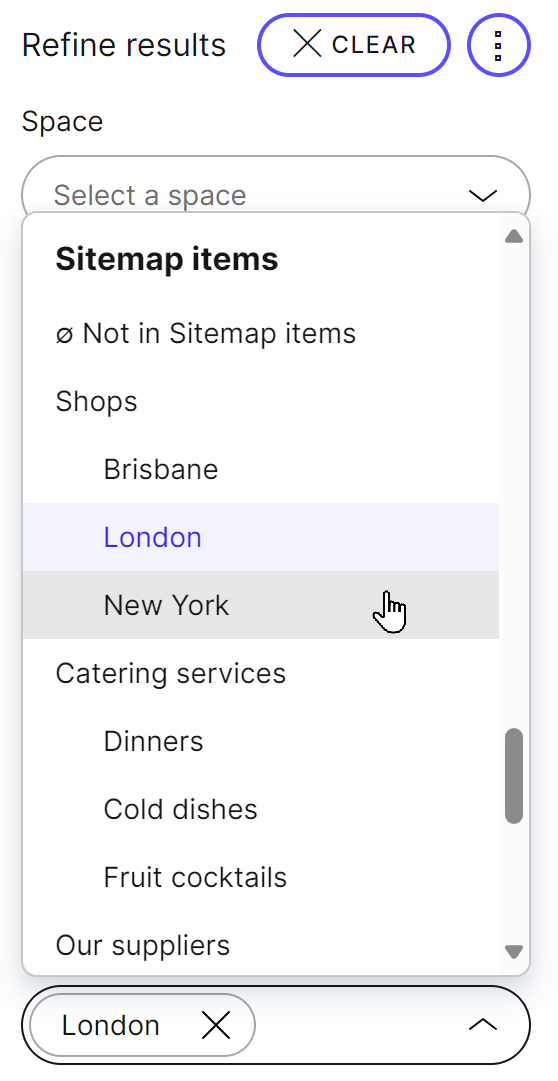 The taxonomy filter in the content listing in Content & assets.