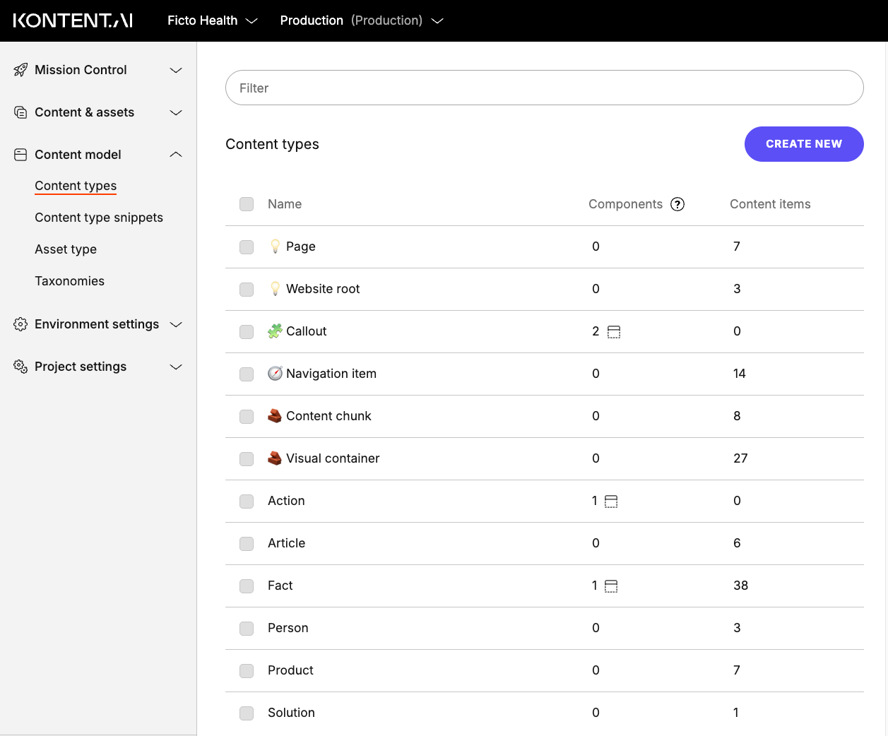 Content types in the multi-brand Sample Project