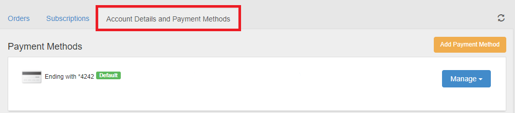 FastSpring Account details and Payment Methods