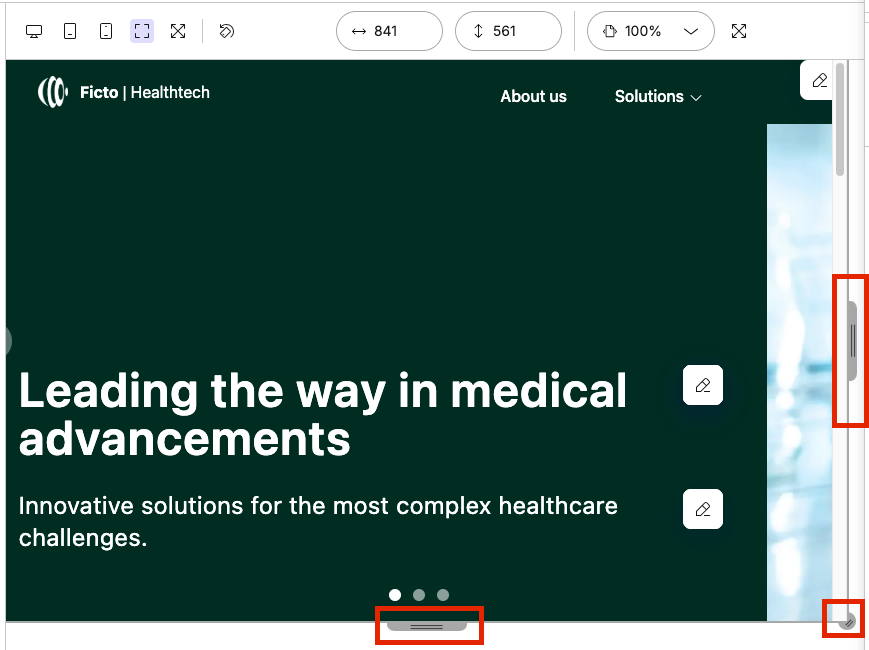 Resize handles to customize resolution.