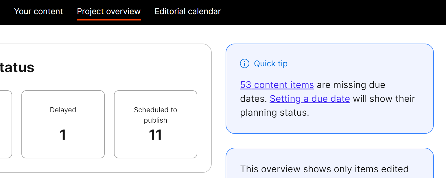 Finding content items without due dates.