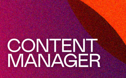 A colorful background with white text saying Content Manager