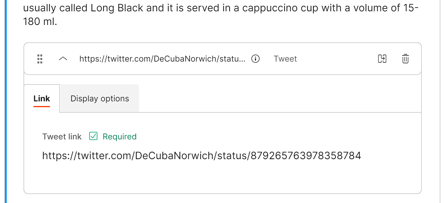 Component in the rich text editor