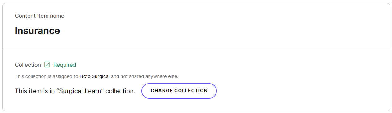 Change content item's collection