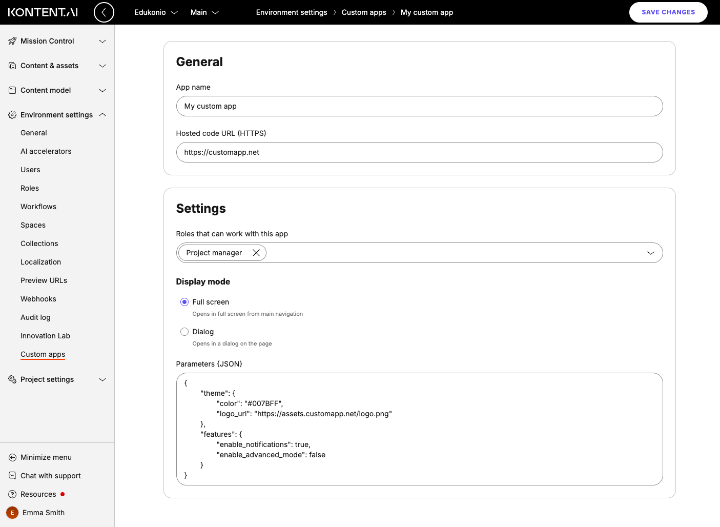 Custom app creation