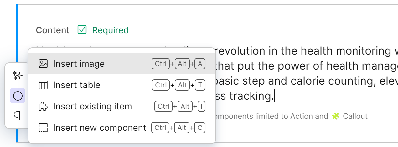 How to insert an image in the rich text editor