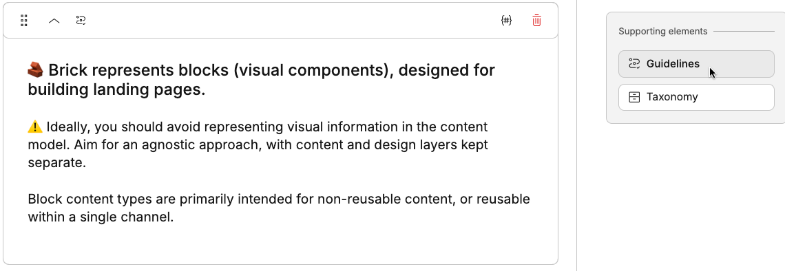The content inside the guideline element that details the instructions of using a certain content type