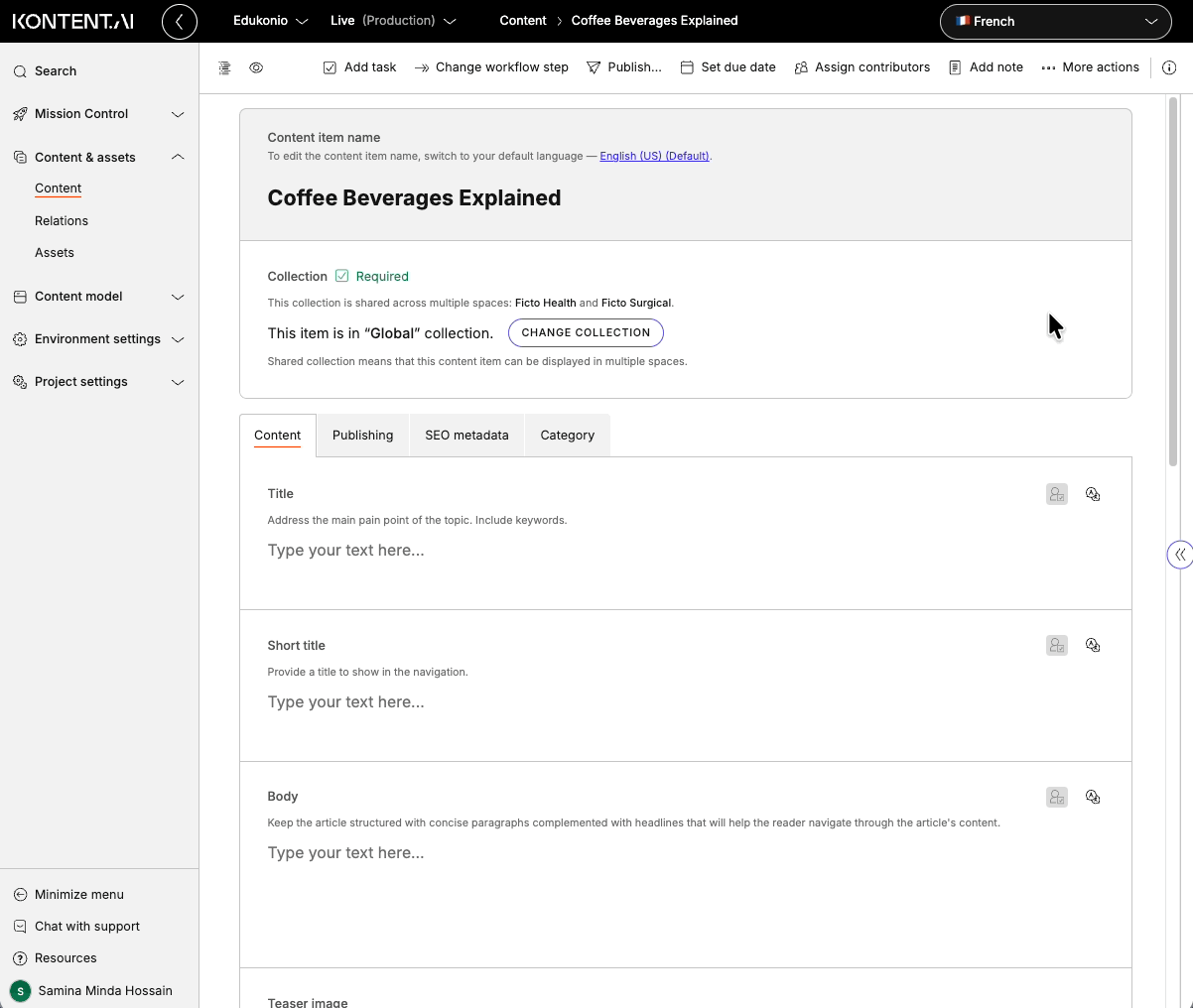 Translating whole content item using AI