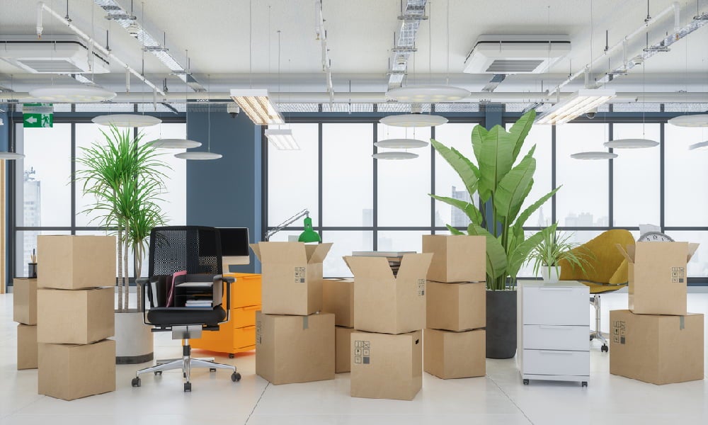 Office full of boxes