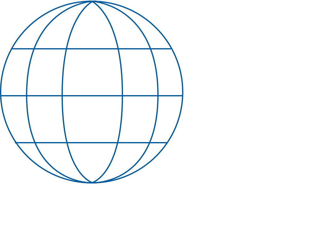 Blue globe logo. 