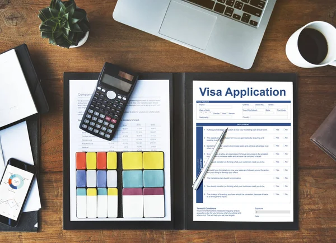 Visa application on a desk