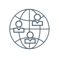 Globus mit Menschen, die darin verstreut sind, um Persönlichkeitseinblicke für das mittlere Management zu symbolisieren, um Unternehmensziele zu erreichen