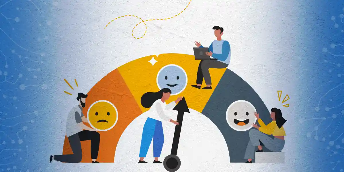 An odometer with people showing sad to happy.